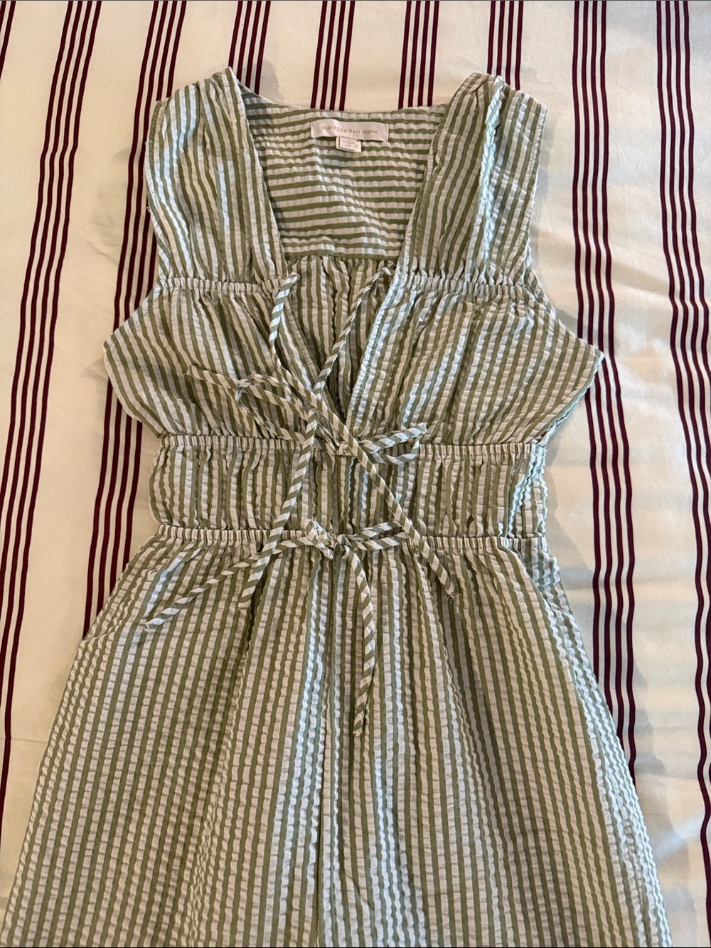 Green and White Striped jumpsuit